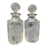 Pair of early 20th century SAINT LOUIS crystal perfume bottles, Fleurs de viole model
