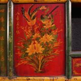 20th century lacquered and painted Chinese headboard