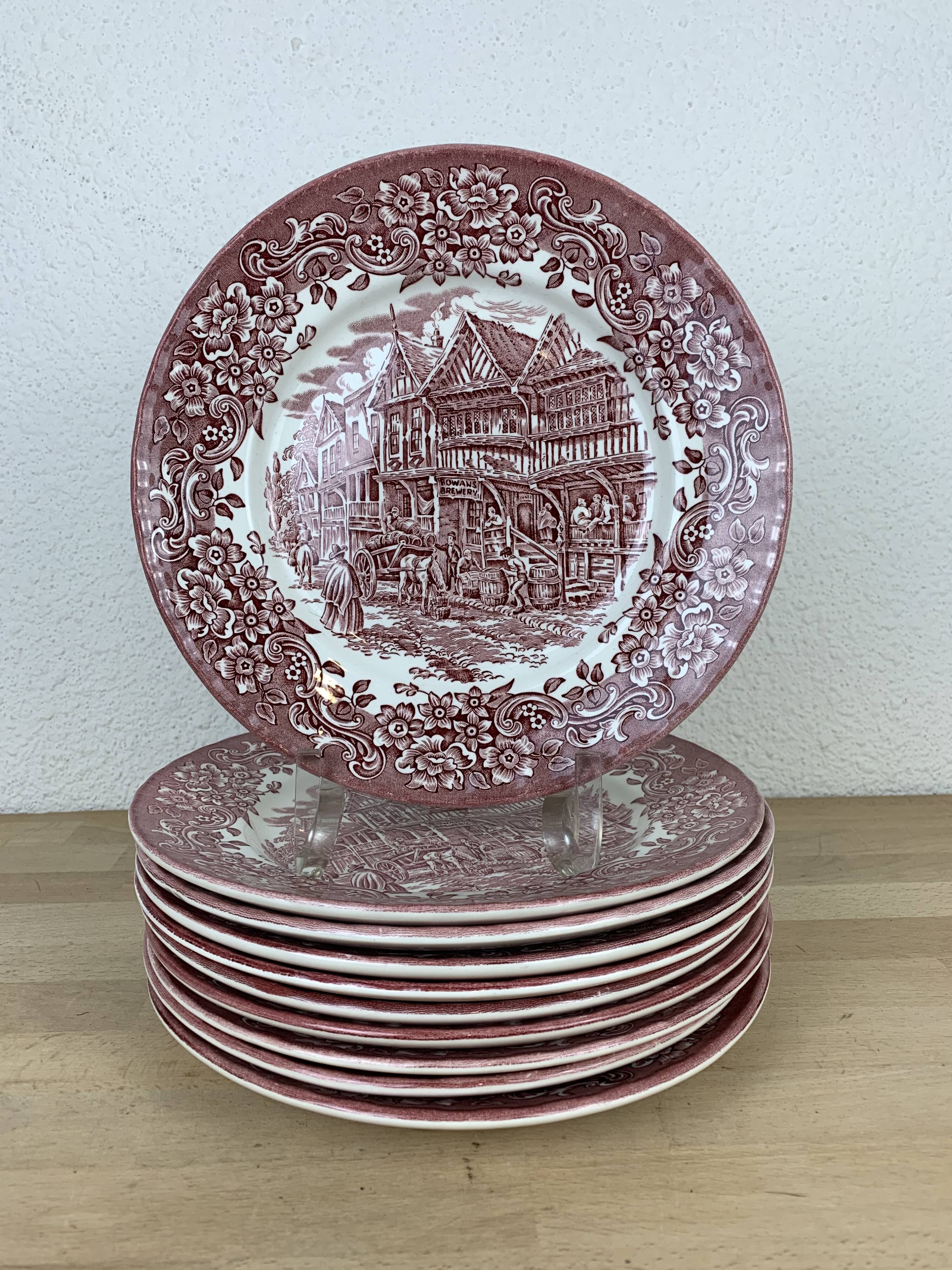 10 plates earth of iron red Royal Tudor model 17th century England ironstone