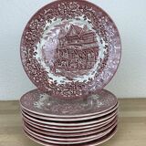 10 plates earth of iron red Royal Tudor model 17th century England ironstone