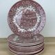 10 red ironstone plates Royal Tudor model 17th century England