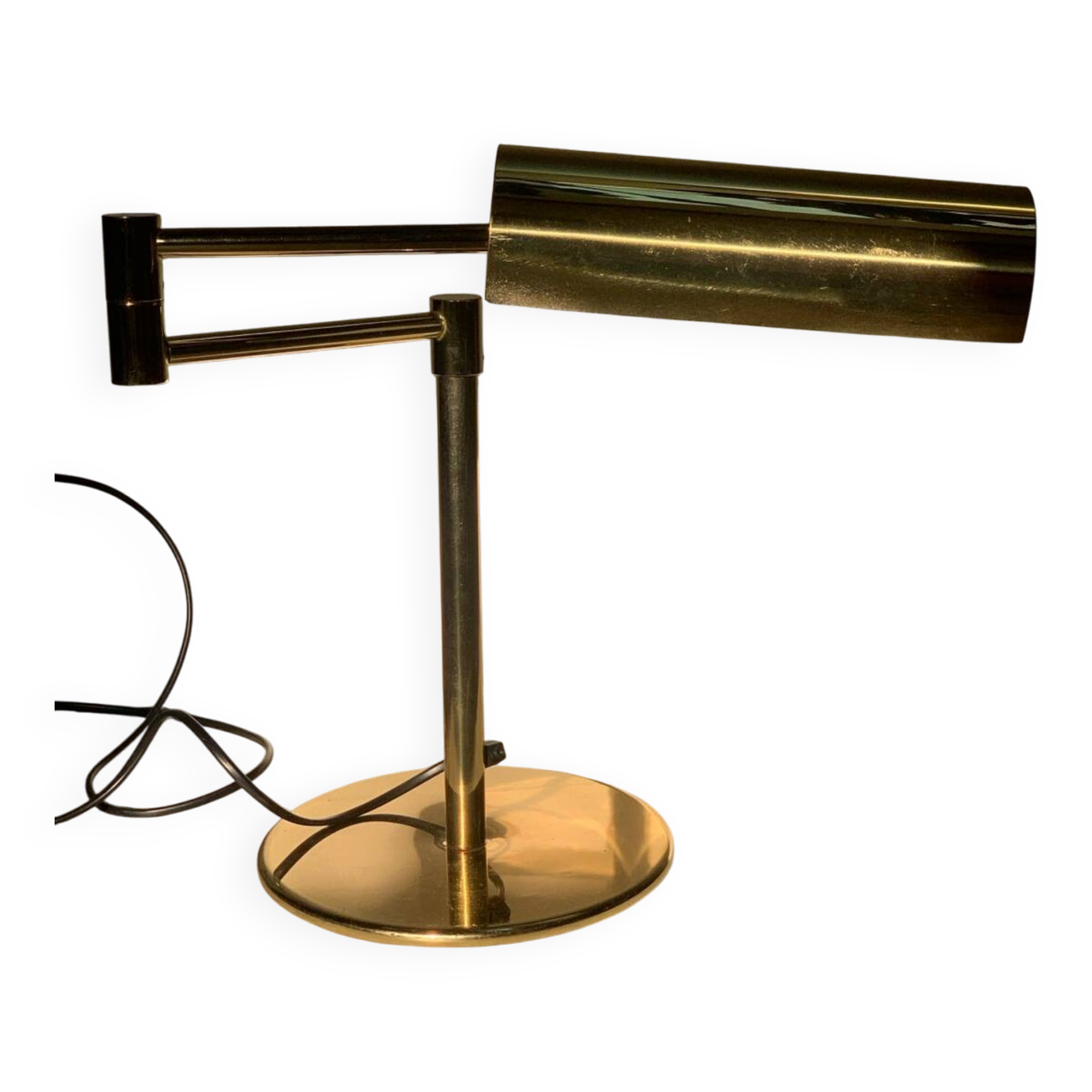 Koch and Lowe style brass articulated desk lamp