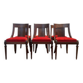 Set of 6 Empire Gondola chairs - Louis XVI in mahogany