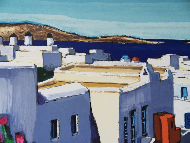 Jean-Claude Quilici: Beauty of Santorini, original signed lithograph