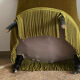Green velvet toad armchair