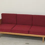 Folding bench Daybed sofa red and black fabric Libena Ex Teh