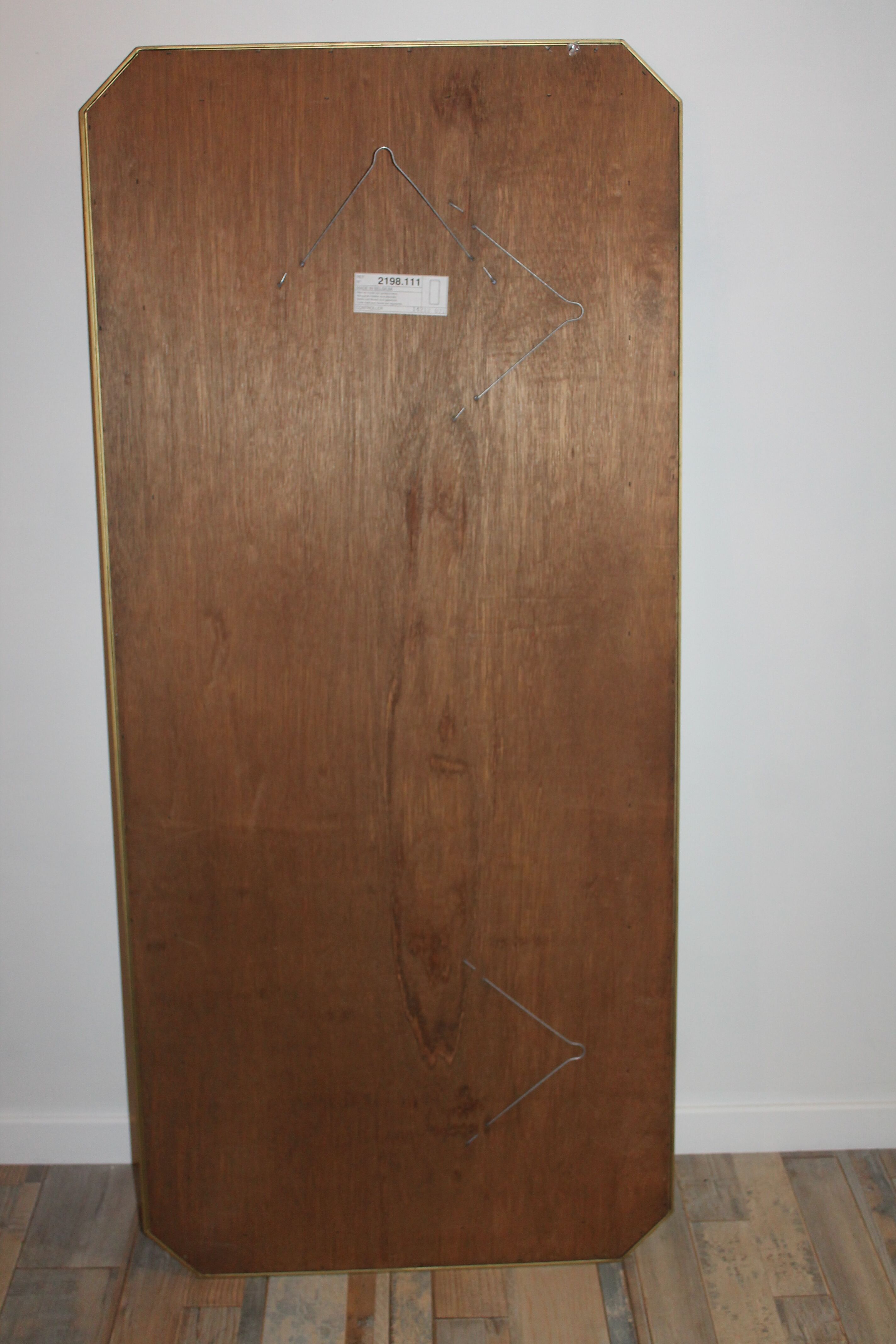 Ancien Grand miroir des années 60 en laiton et parcloses 137 x62cm