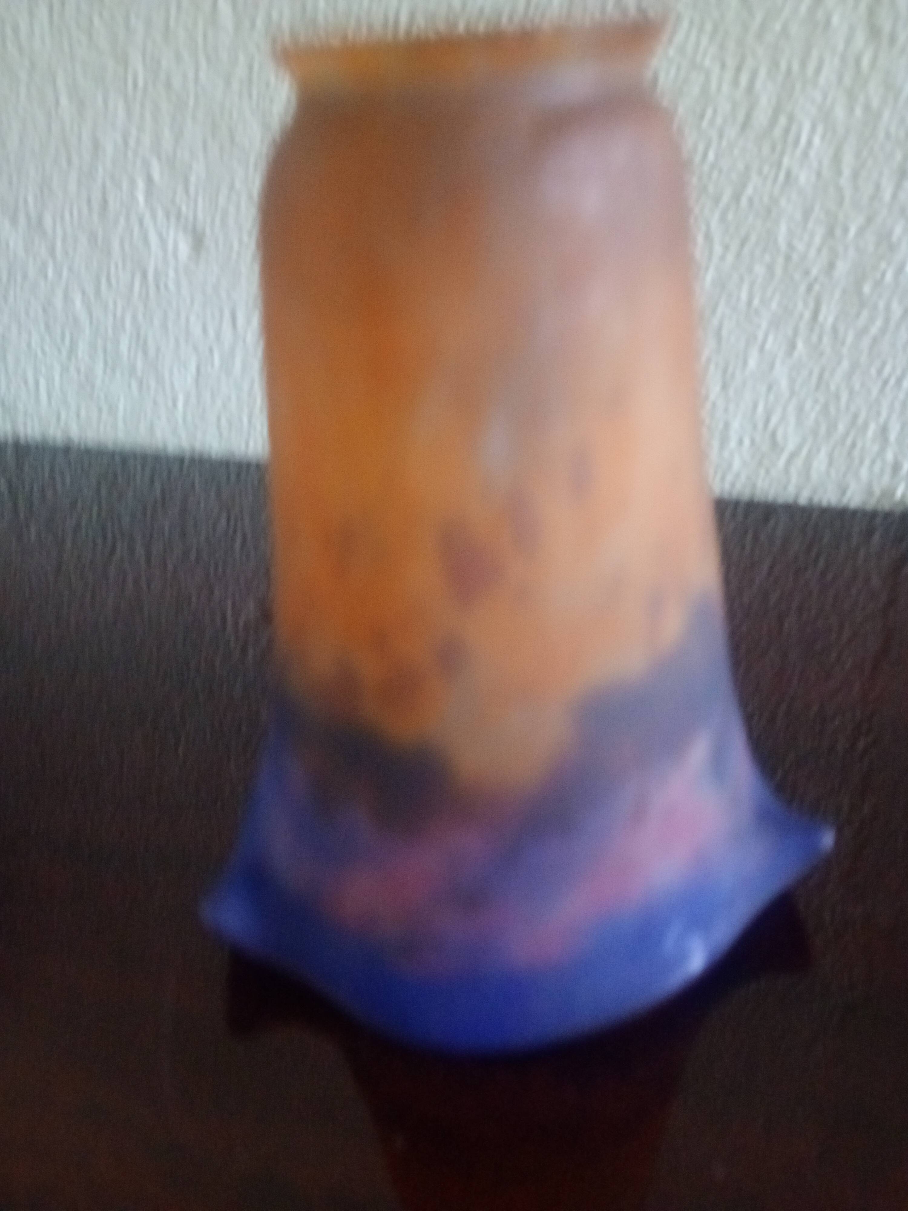 MULLER FRERES LUNEVILLE - Orange-purple marbled glass tulip - signed