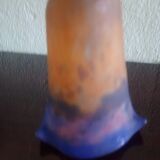 MULLER FRERES LUNEVILLE - Orange-purple marbled glass tulip - signed