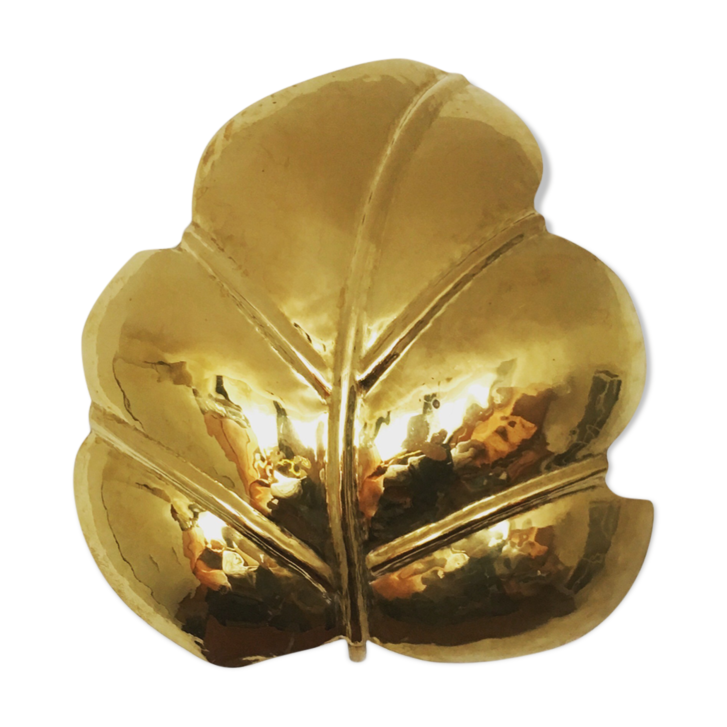 Hollywood Regency brass leaf wall lamp
