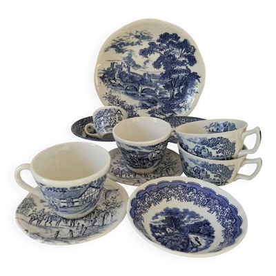 Ensemble brunch en faïence bleue mix & match – Gien, England, Italy