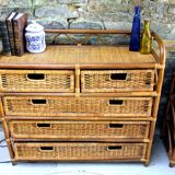 Rattan furniture and wicker vintage chest of drawers chiffonnier 70s