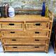 Commode rotin et osier années 70