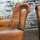 Pair of leather club chairs