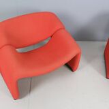 Pierre Paulin Set of 2 F598 Groovy Armchairs for Artifort New Upholstery, 1972