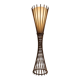 Sculptural floor lamp in patinated bronze wrought iron and opaque glass –