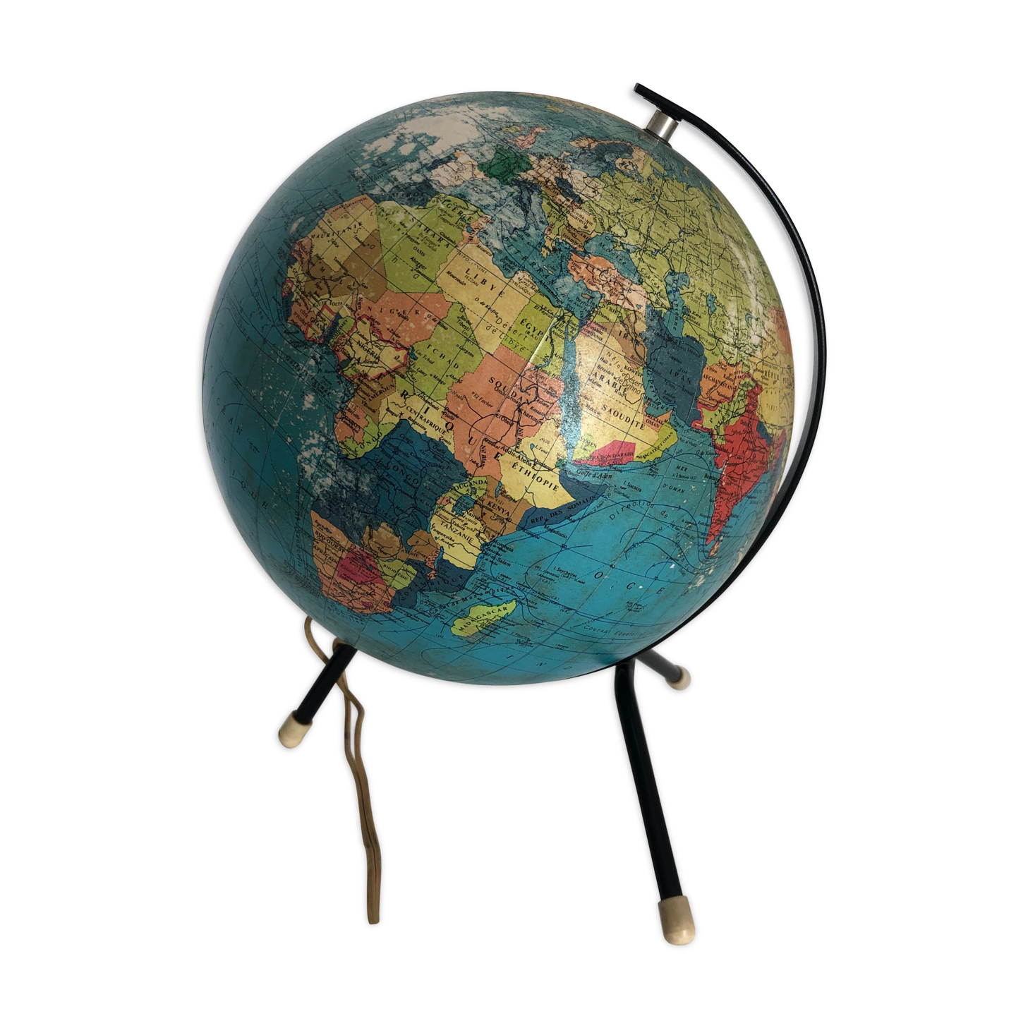 Globe terrestre tripode Taride verre de 1967 - 28 cm