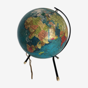 Earth globe tripod Taride in glass 1967 - 28 cm
