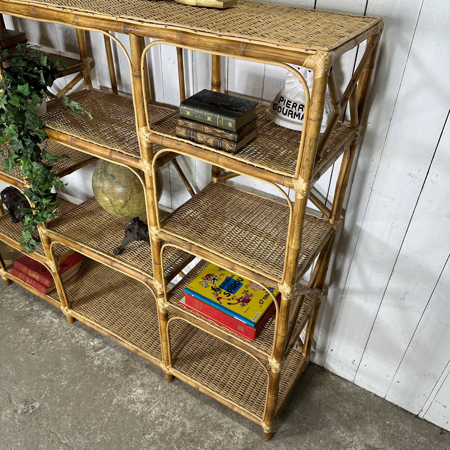 Bamboo and rattan shelf