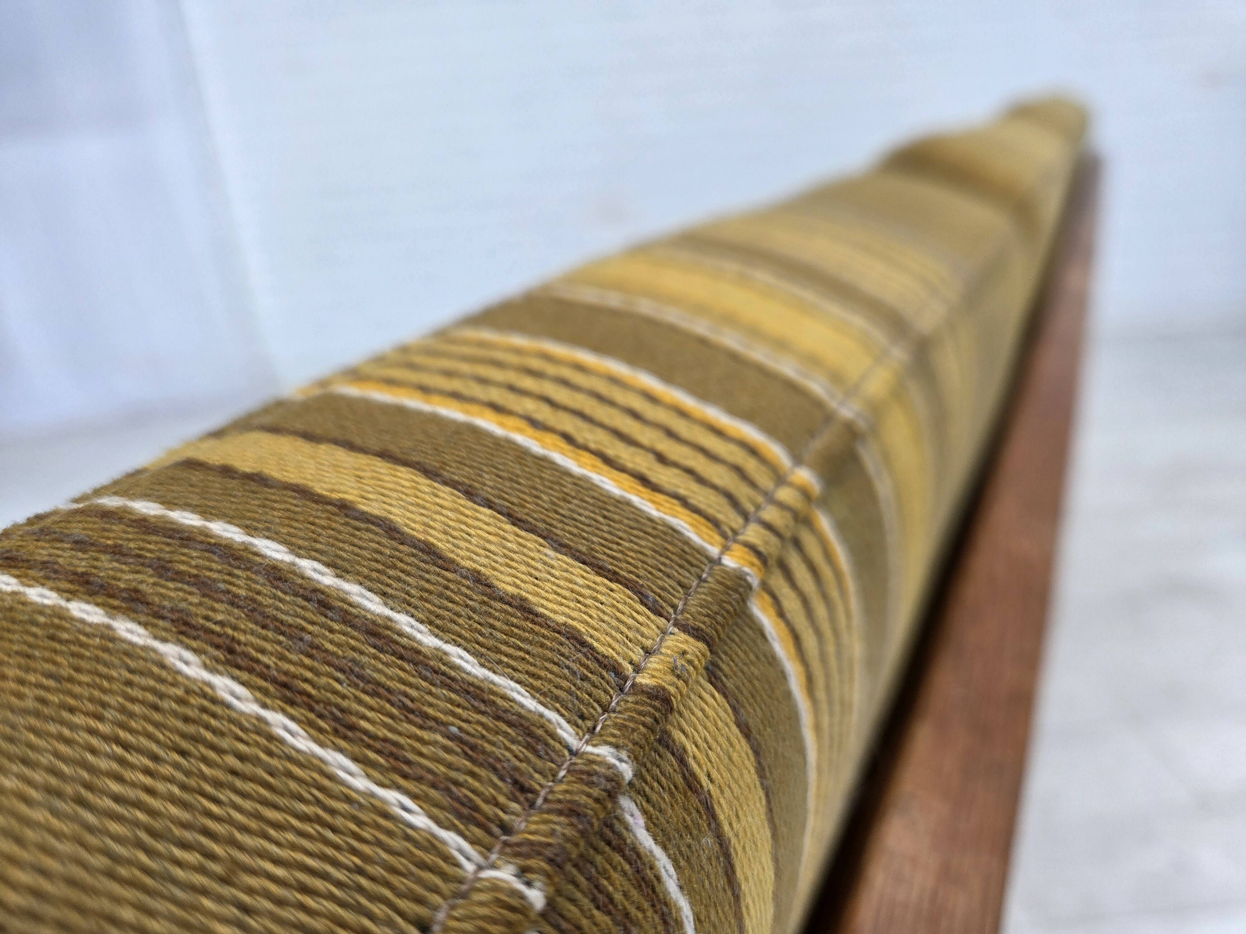 1970s, Danish 3-seater sofa, furniture wool, solid oak wood.