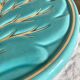 Turquoise and gold leaf slip trivet