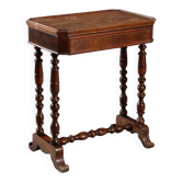 Antique walnut sewing table with drawer, Italy, mid-19th century.