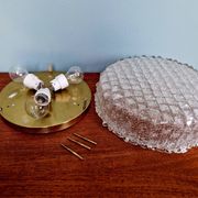 Large brass and frosted glass ceiling light, Hillebrand Lighting, 1970.