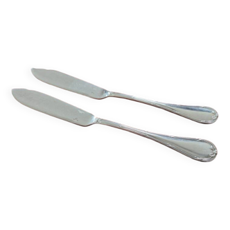 Christofle - Set of 2 fish knives, Rubans croisés model, in silver-plated metal
