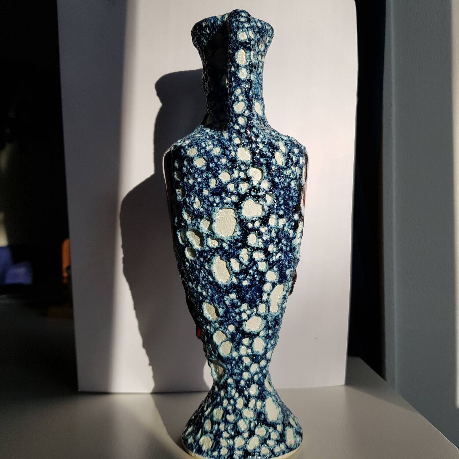 Fat lava blue vase
