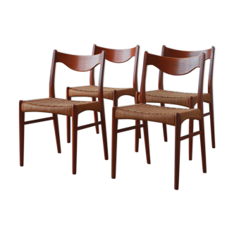 Série de 4 chaises en cordes et teck d'Arne Wahl Iversen, 1960
