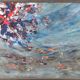 Huile sur toile originale suédoise – "Composition" par Keiko Ryu – Signée – Vintage et encadrée