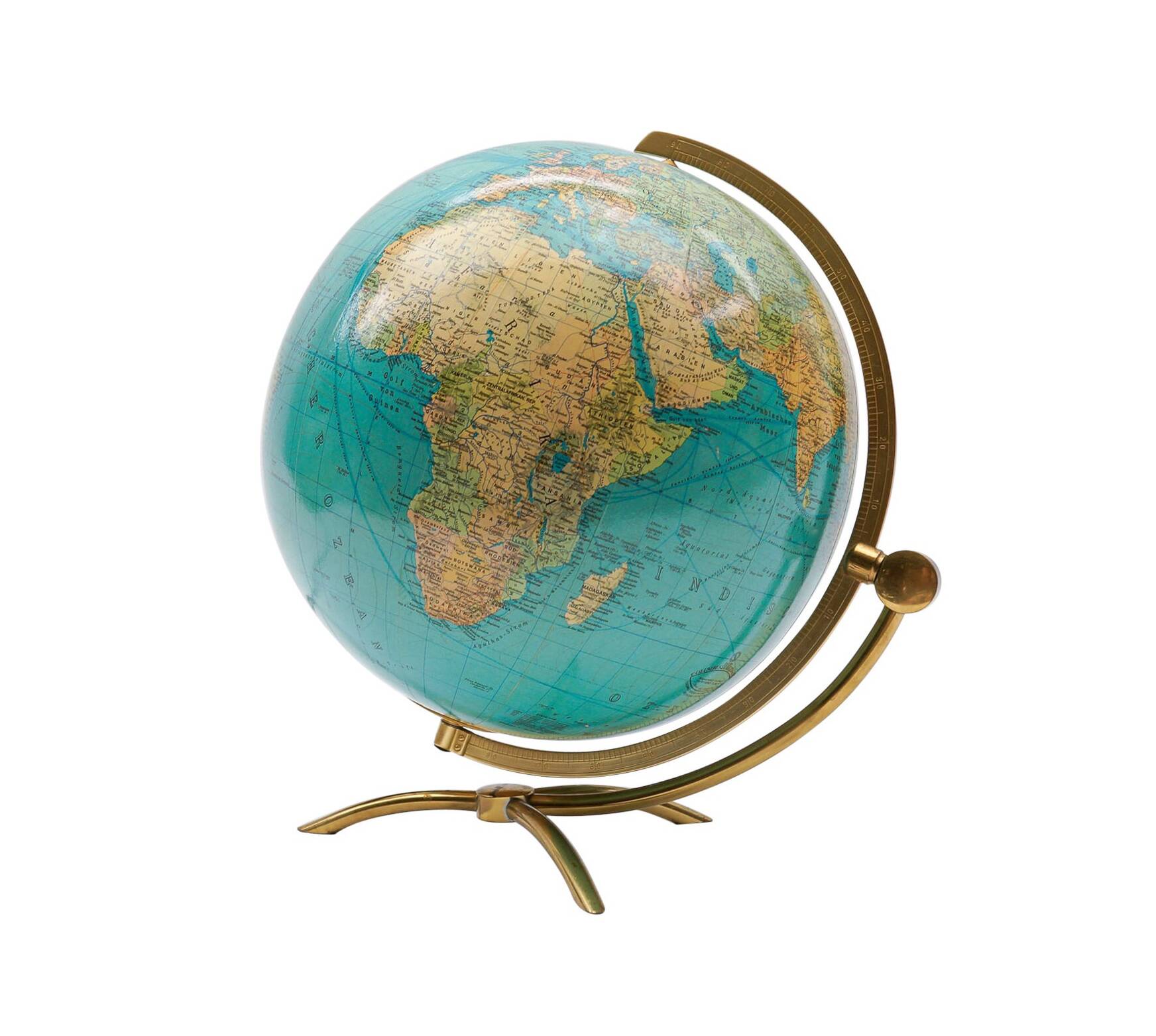 Grand Globe Terrestre Vintage • Verre • Laiton • Columbia Duo • Space Age • 1960