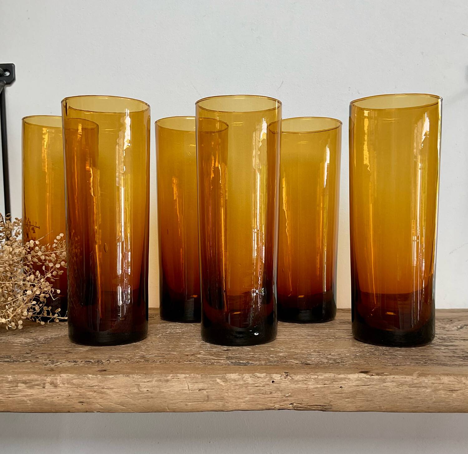 6 verres long drink ambrés