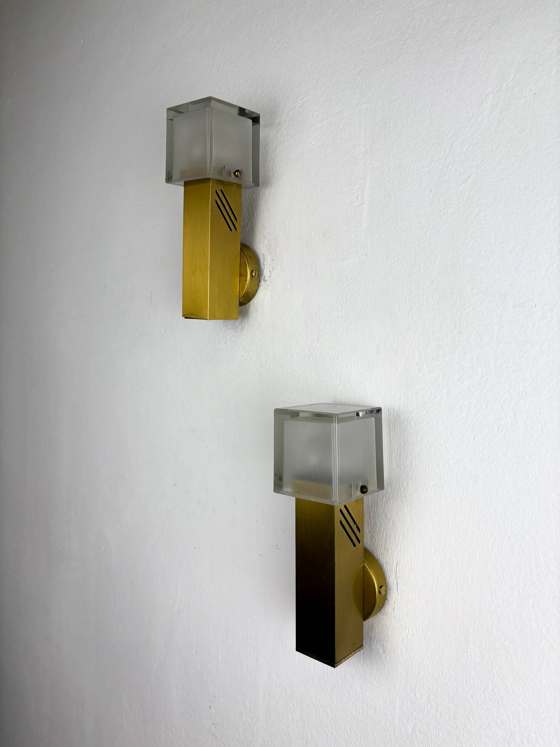 Pair of Murano glass wall sconces by Gaetano Sciolari, Italy, 1970s