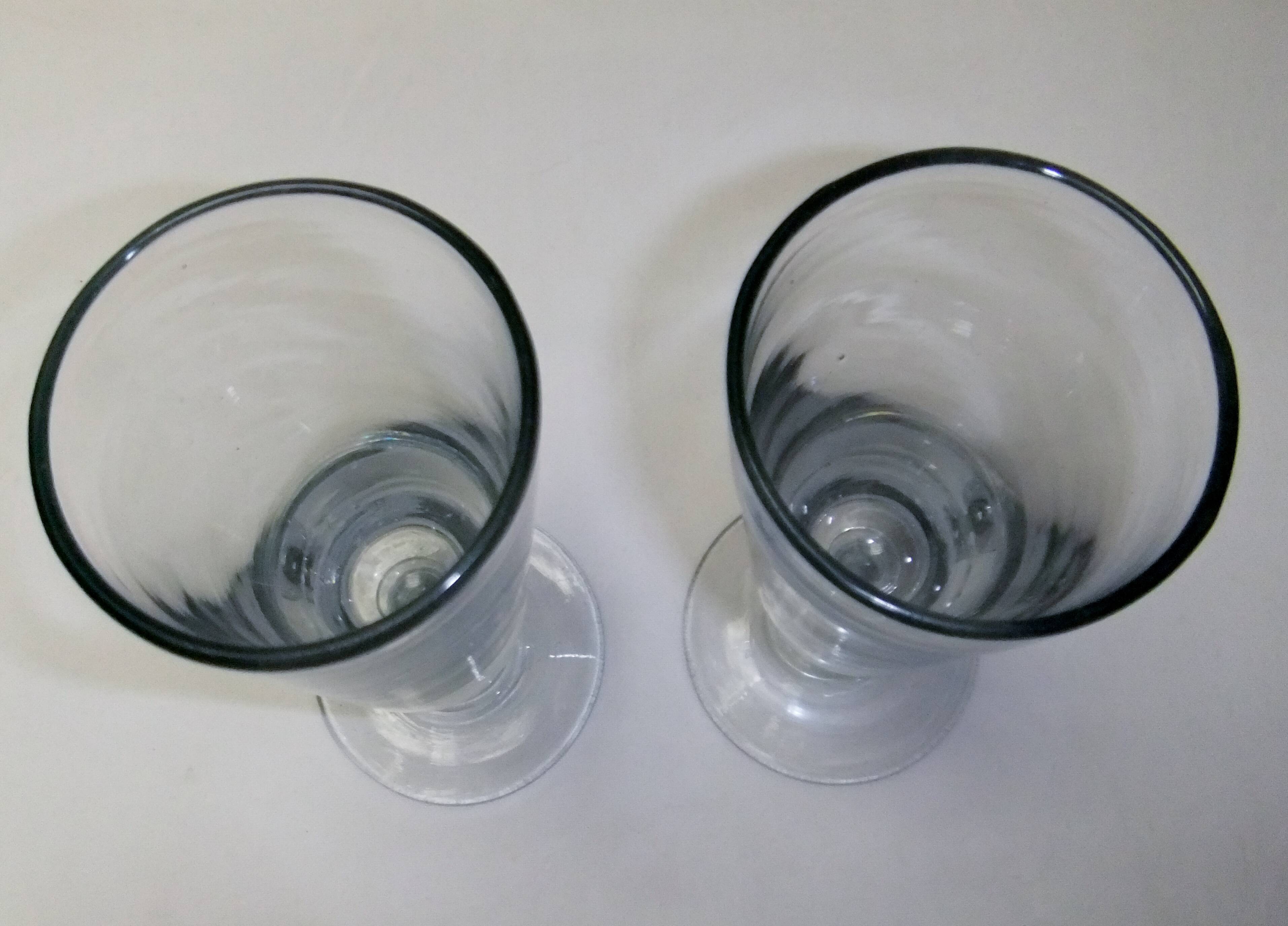 2 old bistro absinthe glasses blown glass on feet 16 cm collection