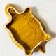 Large mustard yellow ceramic turtle dish, vintage 1950s-1970s.