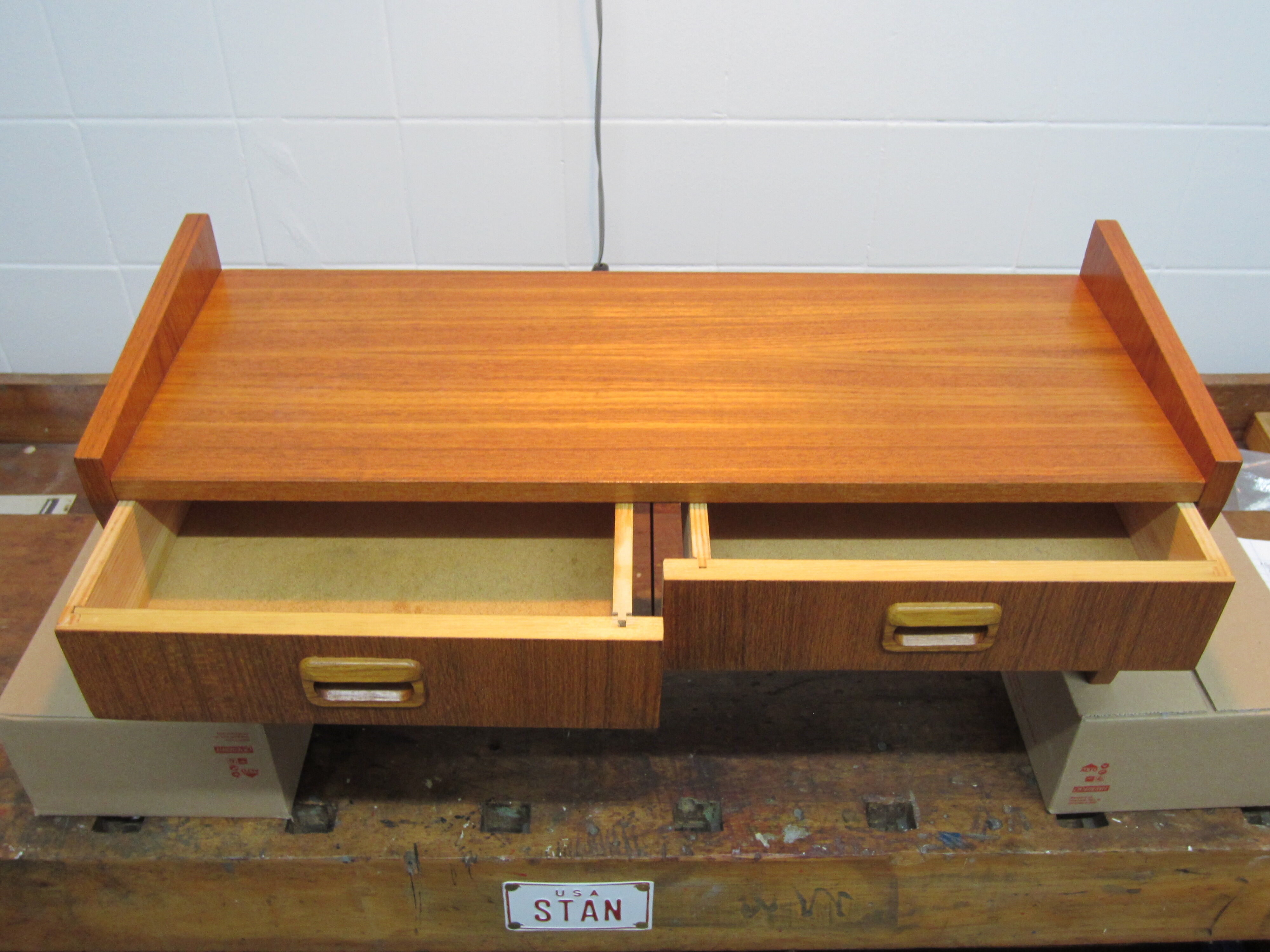 Scandinavian wall shelf in teak