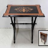 Table pliante marquetée, époque Napoléon III – XIXe
