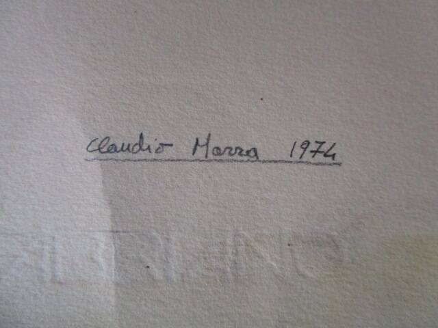 Claudio morra - original drawing - 1974 - man on a bench