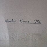 Claudio morra - original drawing - 1974 - man on a bench