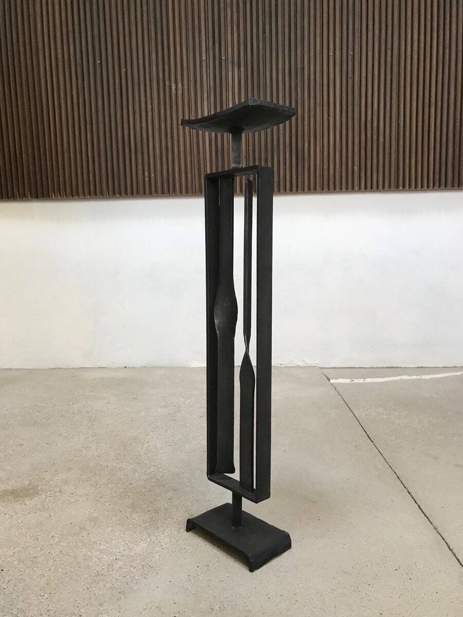 Sculptural brutalist candleholder in wrought iron, GDR / Germany, 1960s