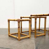 Nest of bamboo and glass tables in mid-century style, 1960s, set of 3.