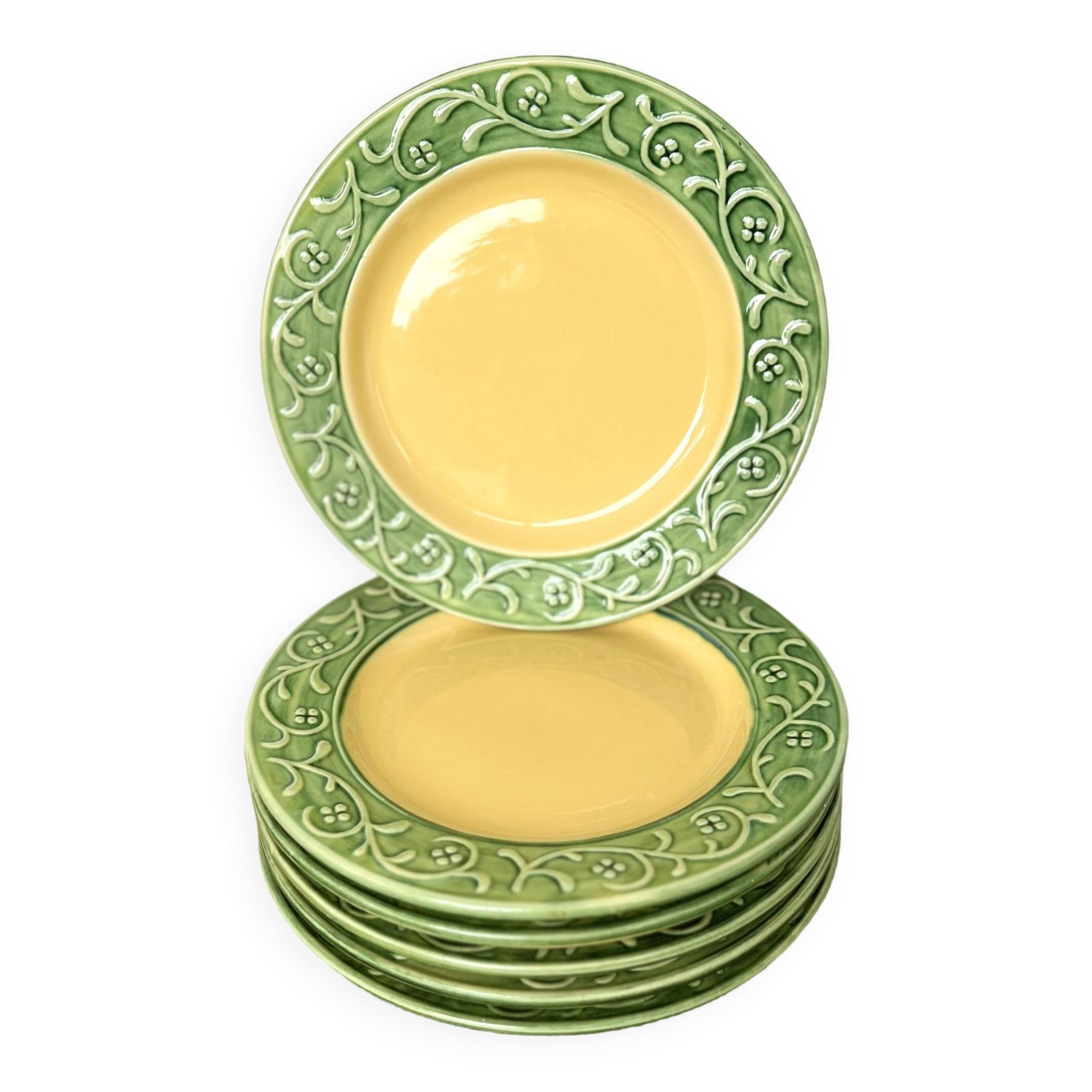 Barbotine frieze dessert plates