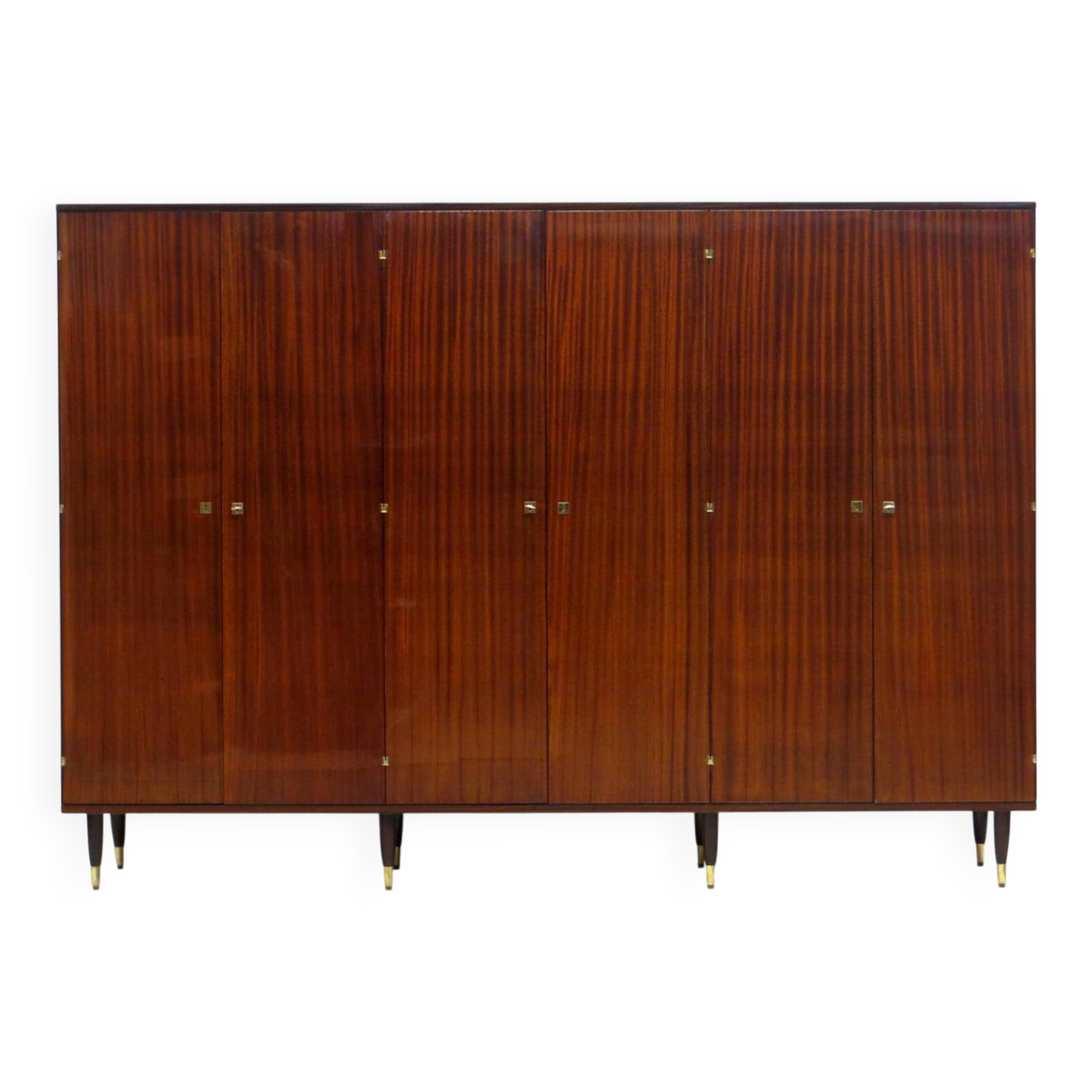 Large vintage mid century modern 6-door wardrobe in teak, 1960s