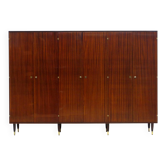 Grand armoire vintage moderne du milieu du siècle à 6 portes en teck, années 1960.