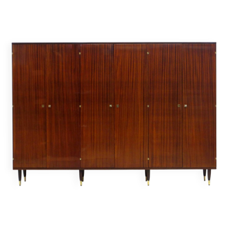 Grand armoire vintage moderne du milieu du siècle à 6 portes en teck, années 1960.