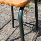 Tabouret haut industriel en bois