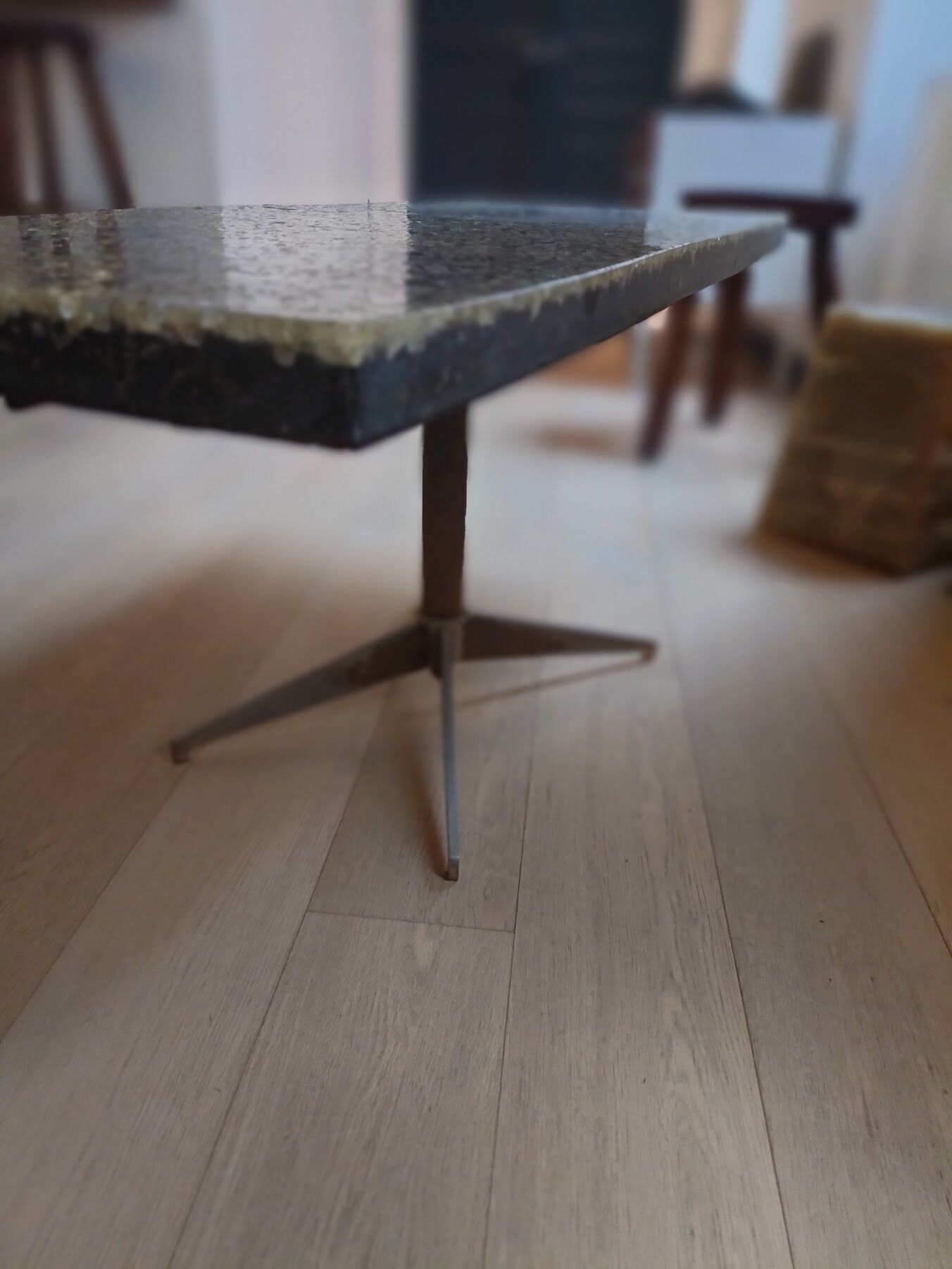 Coffee table in fractal stone, steel resin and inclusions Marie Claude de Fouquières 1970s
