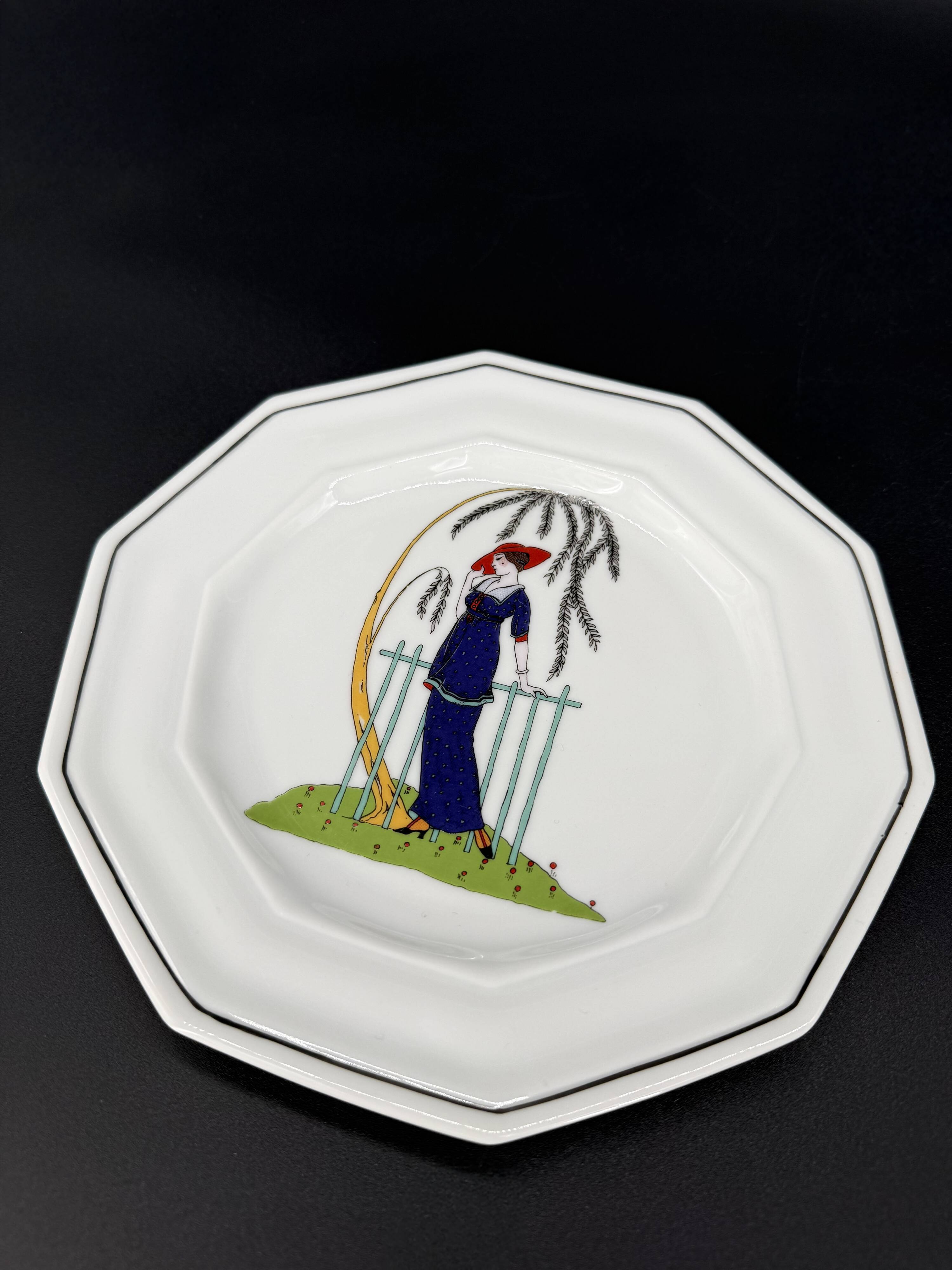 3 octagonal Art Deco plates in Médicis porcelain