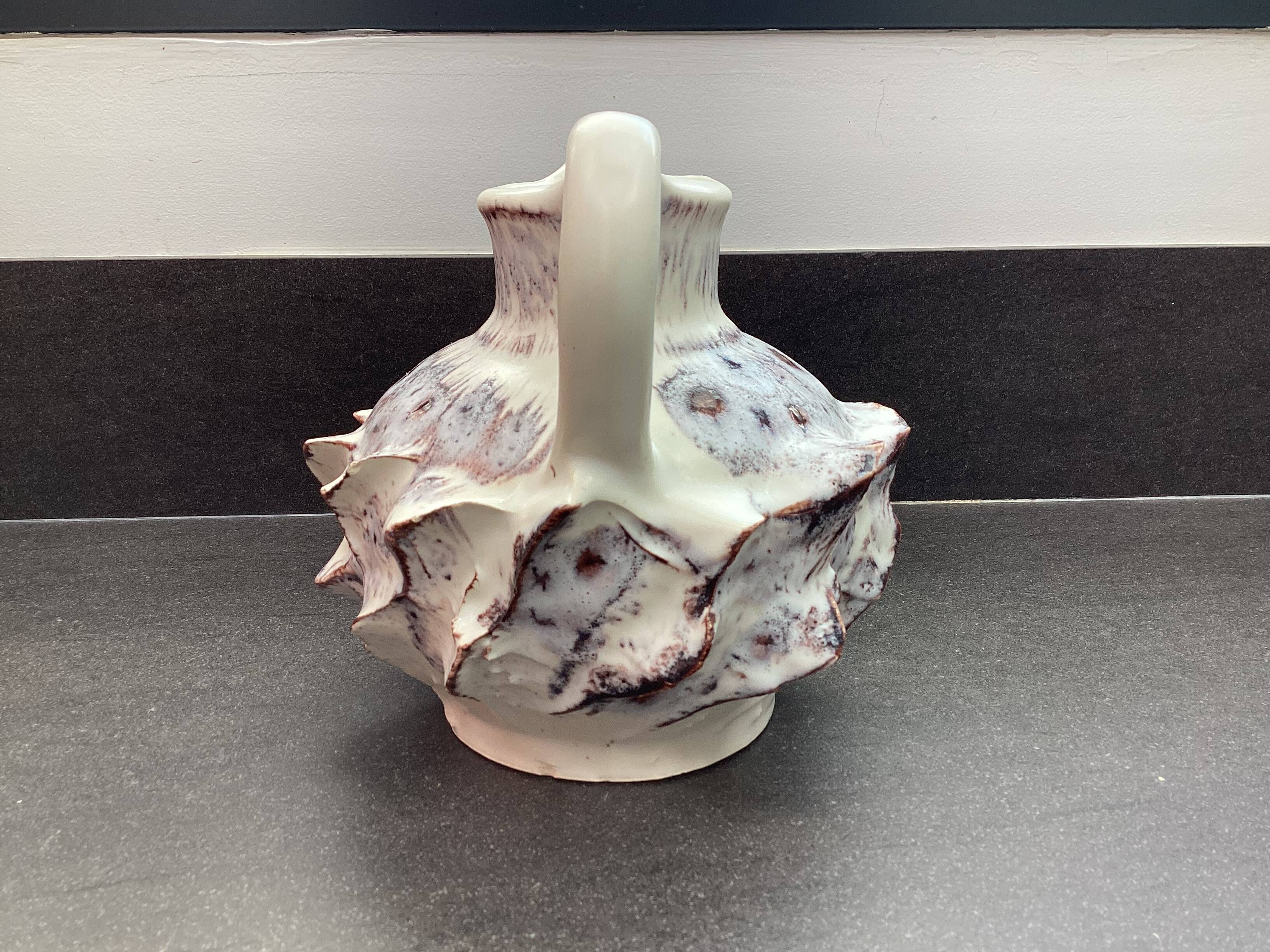 Seafoam ceramic pitcher vase, Vallauris, attributed to JAK